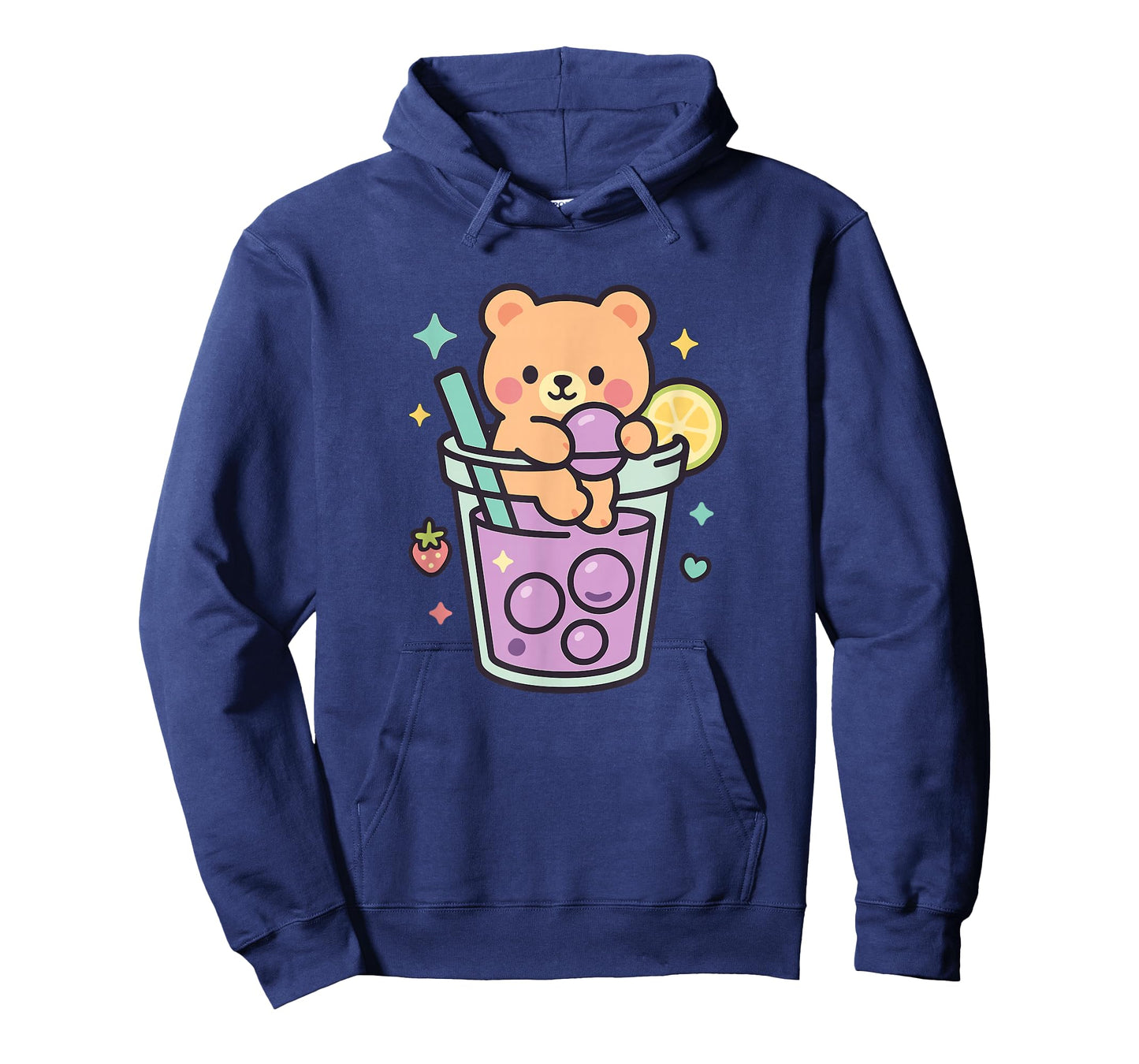 Kawaii Teddy Bear with Bubble Tea and Boba Pearls Cute Straw T-Shirt