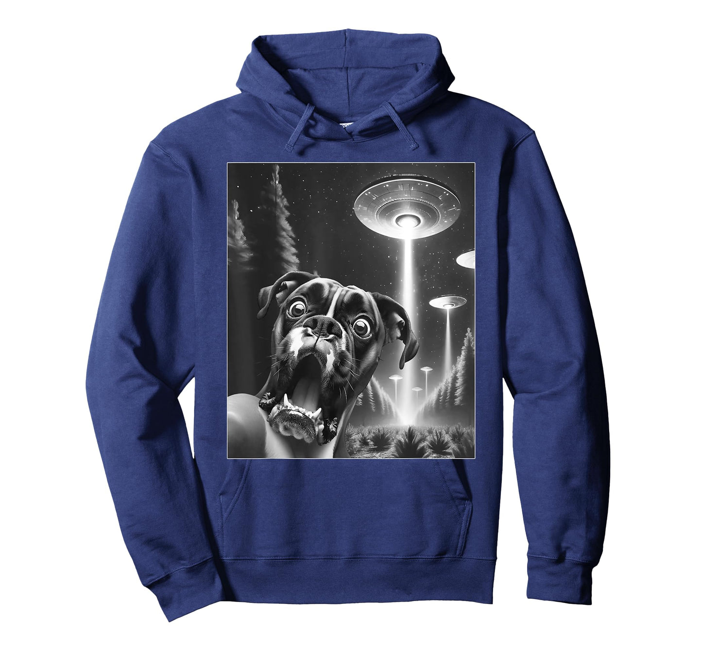 Funny Boxer Dog Alien UFO Taking a Selfie Dog Mom Dad Men Women Girls Kids T-Shirt
