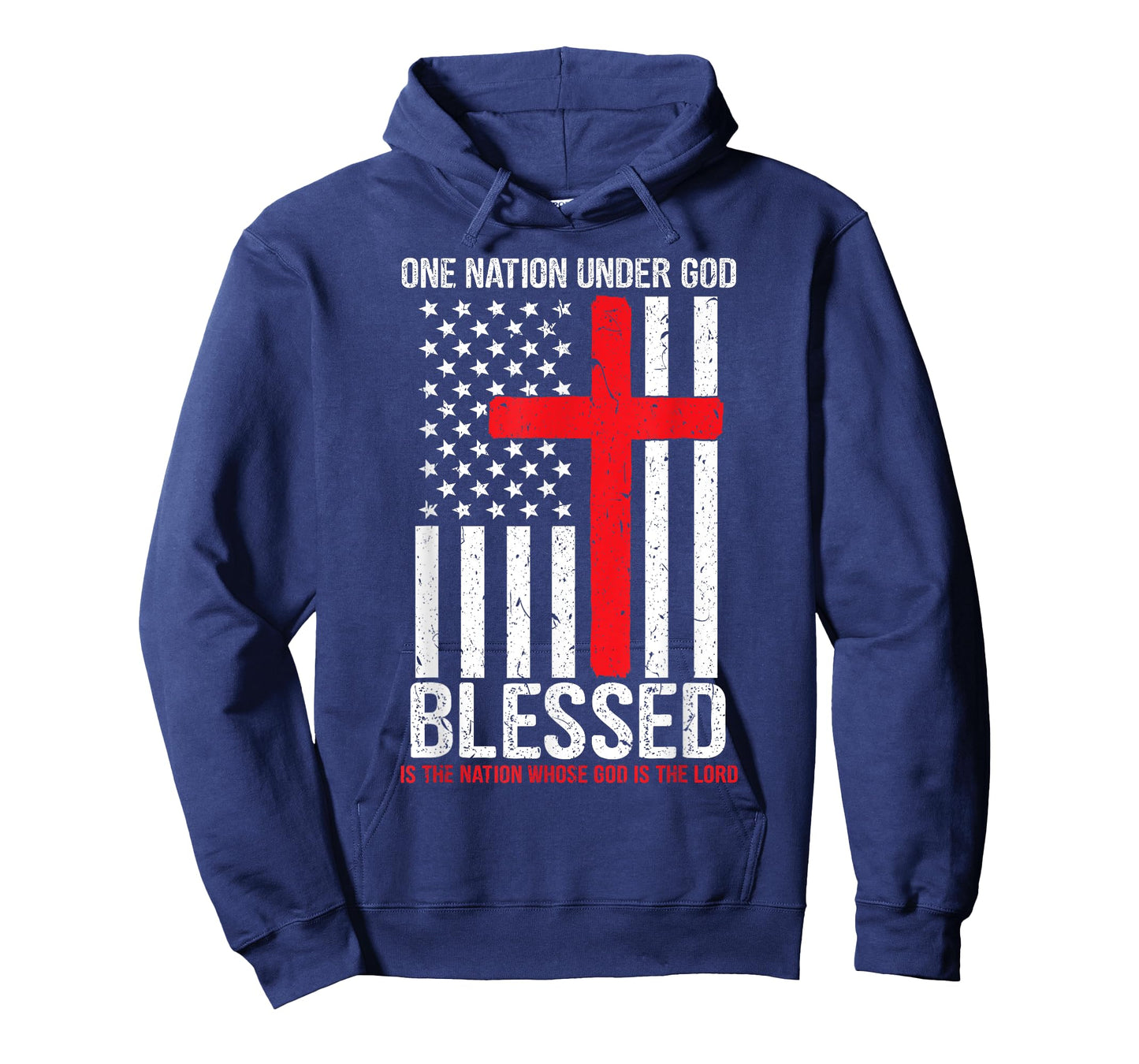 One Nation Under God Blessed American Flag Christian Cross T-Shirt