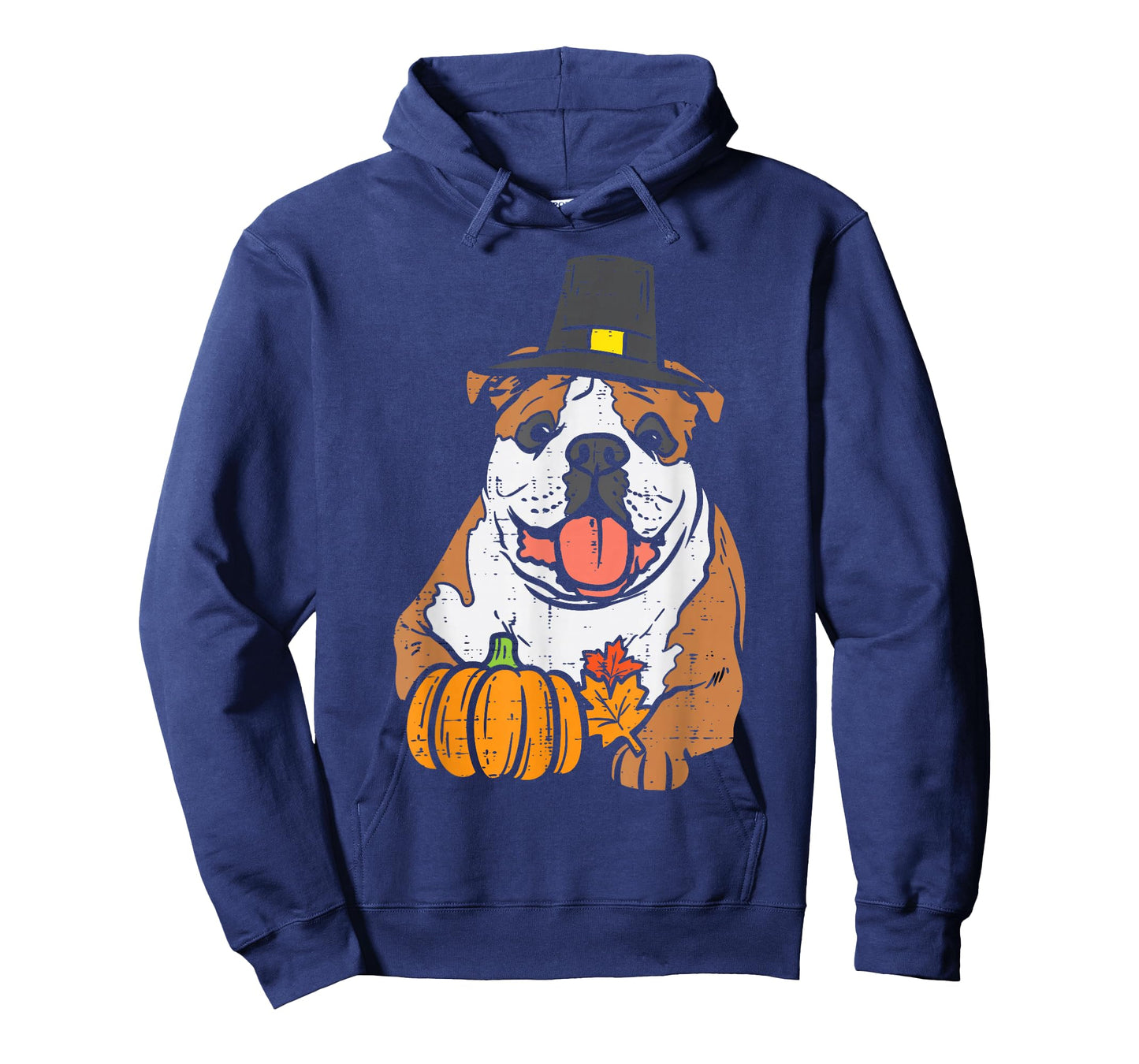 English Bulldog Pumpkin Leaf Thanksgiving Fall Halloween Dog T-Shirt