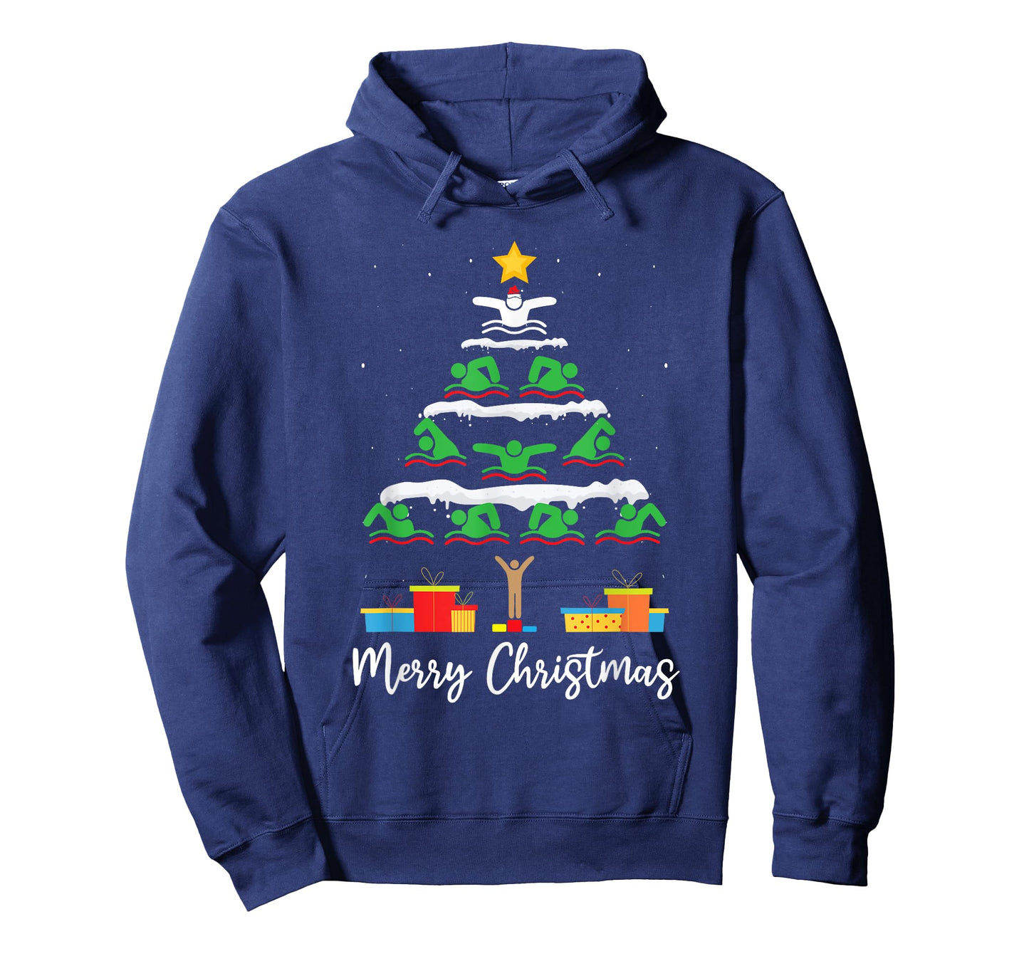 Merry Christmas Santa Christmas Tree Swiming Lover Swimmer T-Shirt