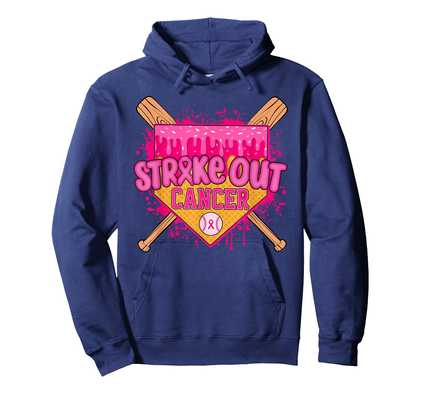 Strike Out Home Plate Baseball Ice Cream Drip Breast Cancer T-Shirt
