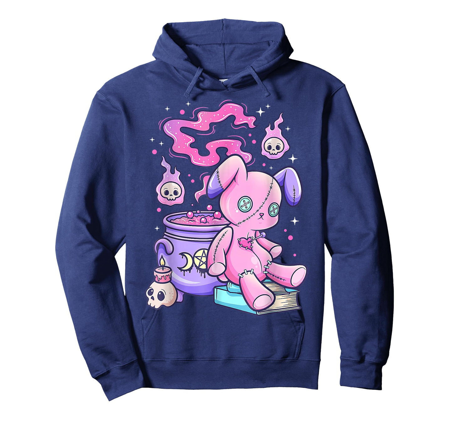Kawaii Pastel Goth Cute Creepy Witchy Bear T-Shirt Small