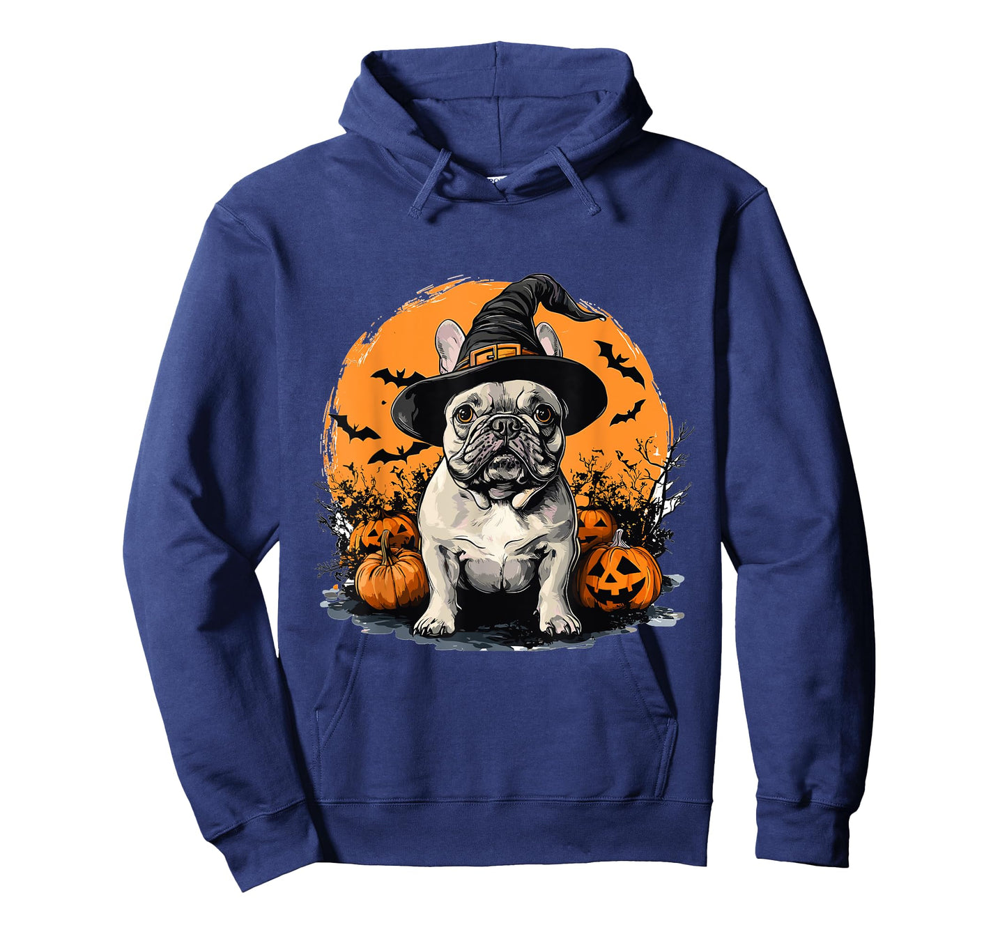 French Bulldog Frenchie Dog Whitch Hat Halloween Pumpkin T-Shirt for Men Women Kids