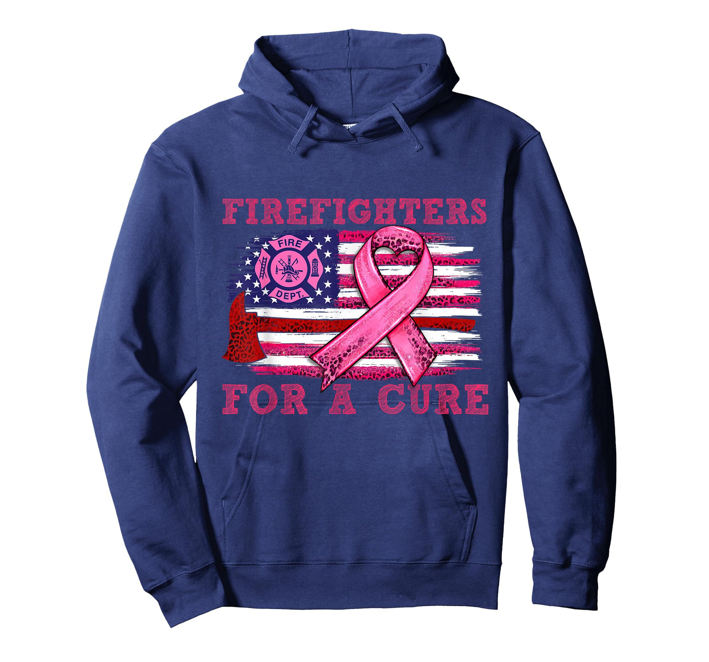 Breast Cancer Awareness Firefighter For a cure American Flag Women Men T-Shirt