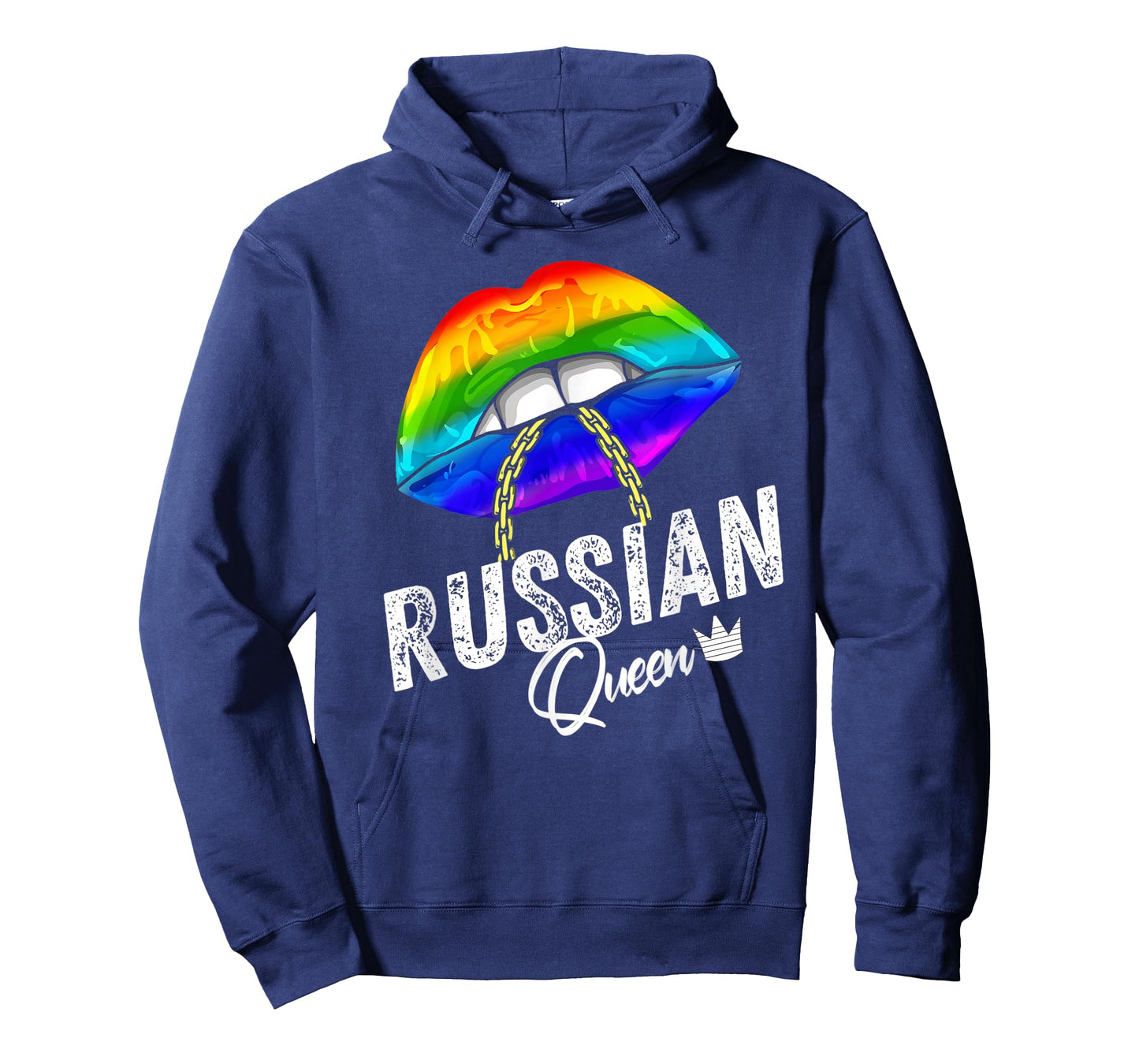 Russian Queen LGBTQ Gay Pride Flag Lips Rainbow Russia Mens T-Shirt