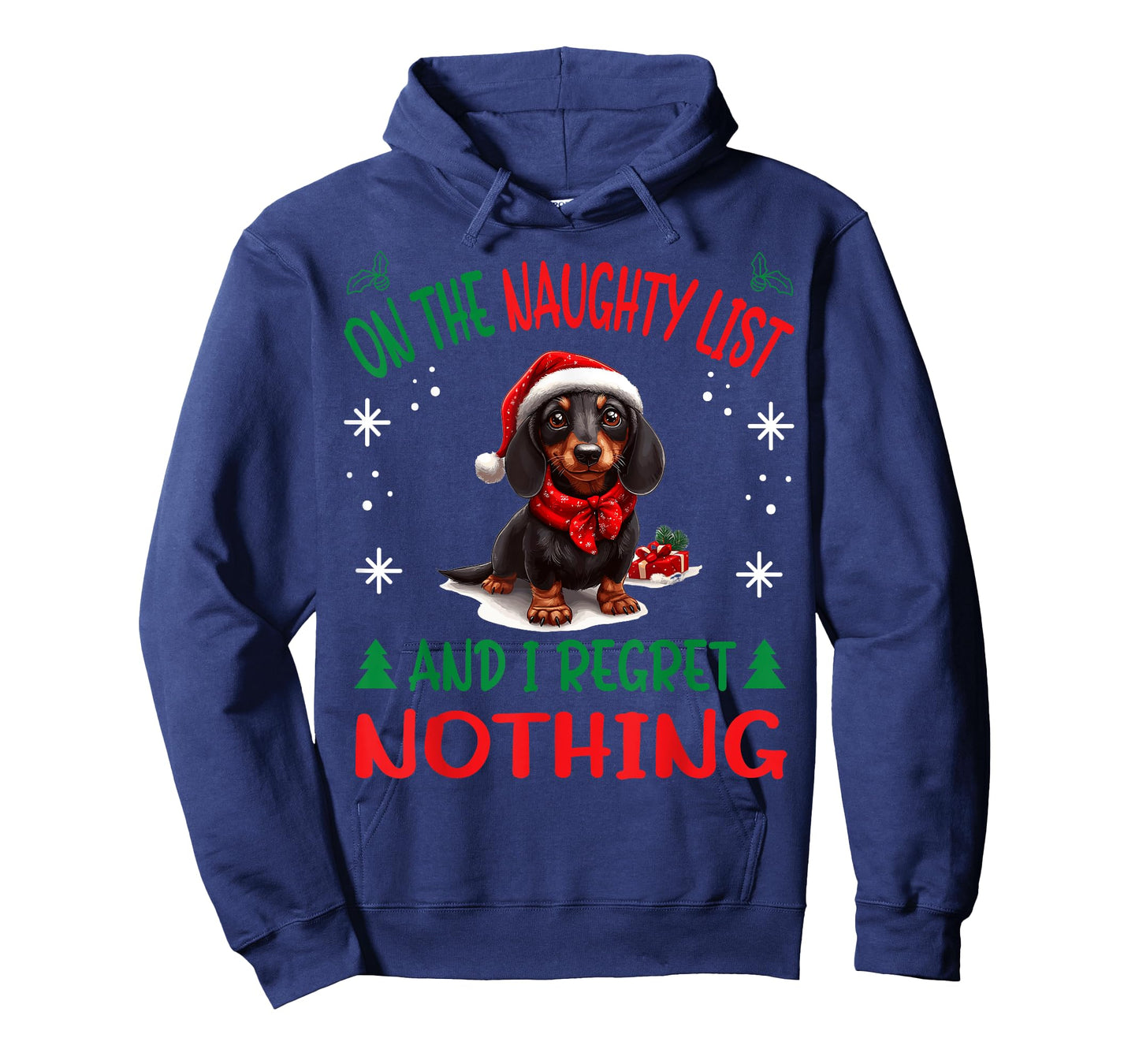Cute Dachshund Wiener Doxie dog Dog Christmas On The Naughty T-Shirt