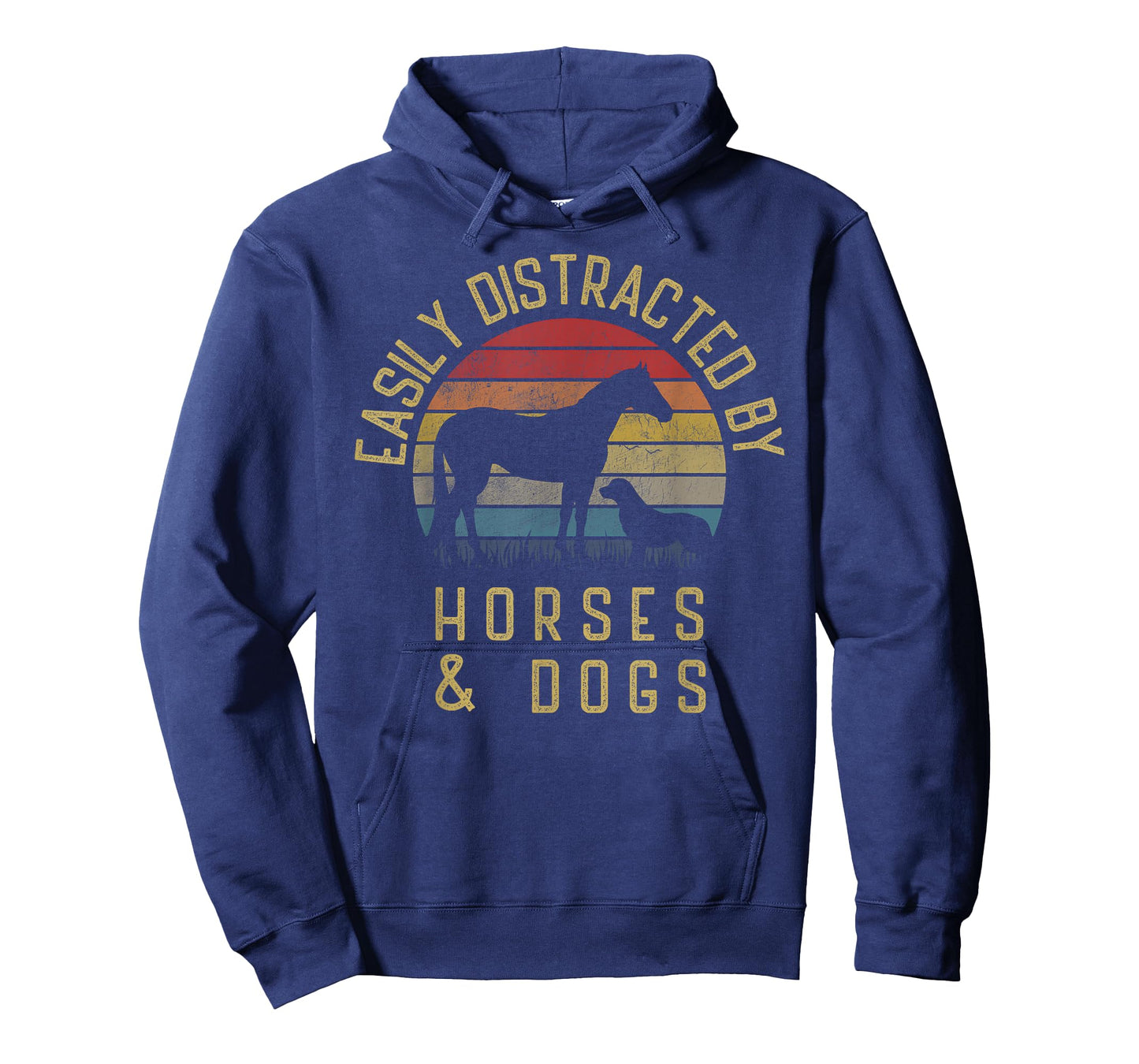 Easily Distracted by Horses and Dogs I Like Heart Horse Dog T-Shirt Small