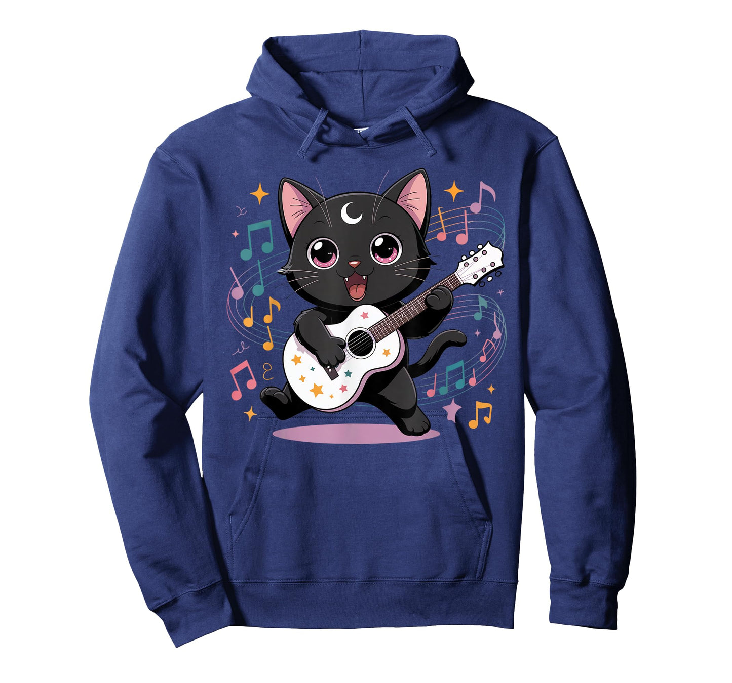 Black Cat Guitar Rock Kawaii Goth Girl Clothes Pink Goth T-Shirt