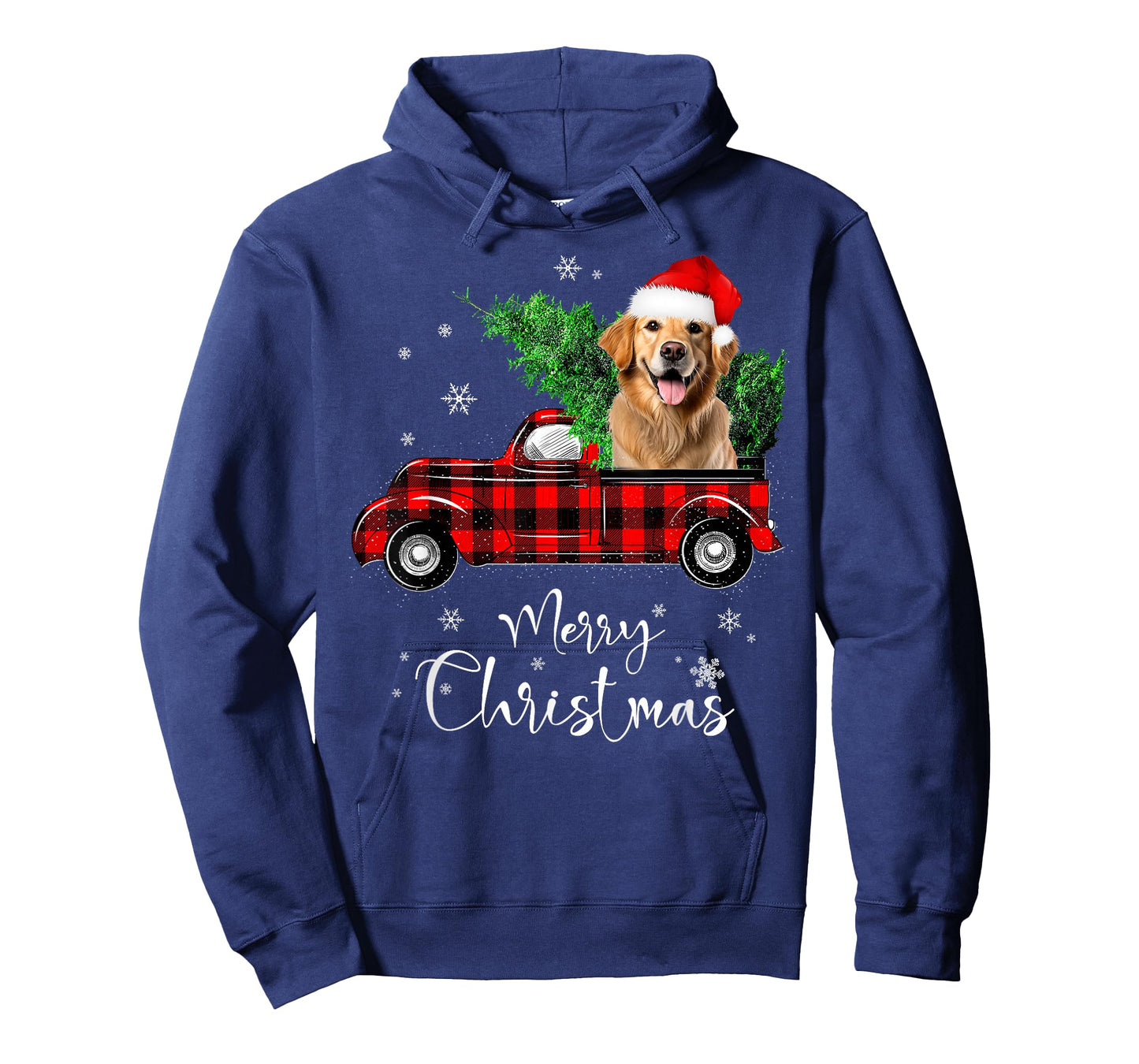 Golden retriever Dog Ride Red Truck Christmas Pajama T-Shirt