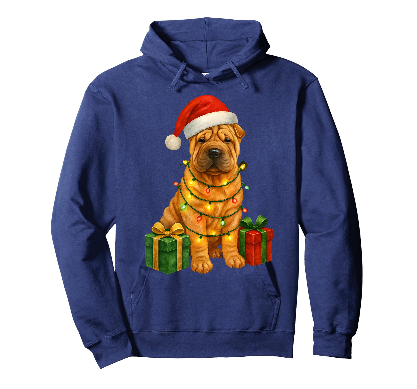 Christmas Shar Pei Dog Cute Funny Santa Hat T-Shirt