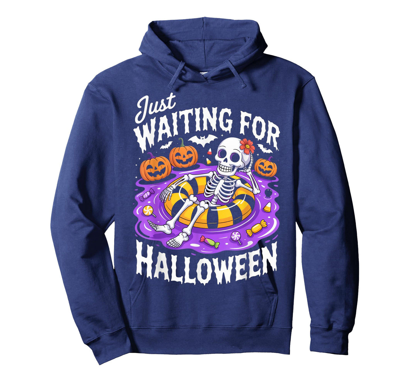 Just Waiting for Halloween Skeleton Humor Spooky Vibes Party T-Shirt