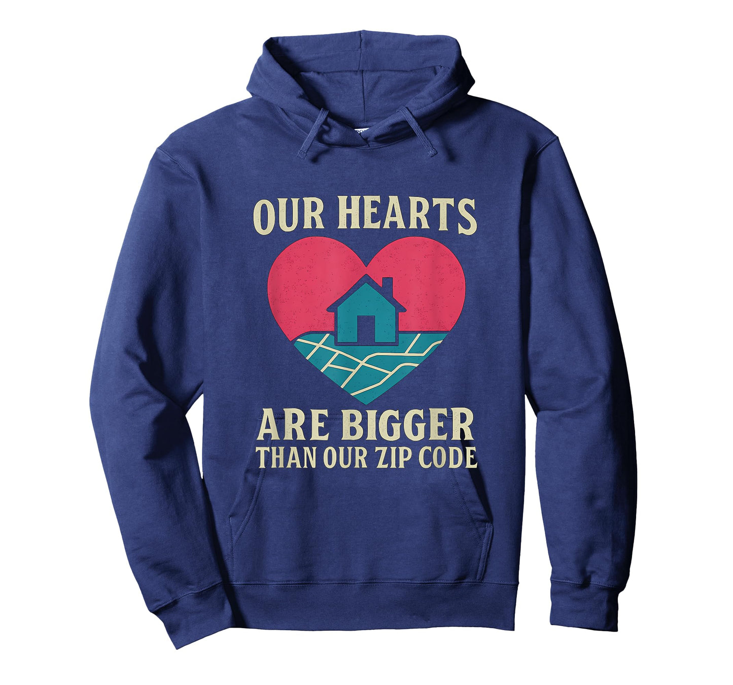 Community Pride Heart Map Graphic Magenta Teal White T-Shirt