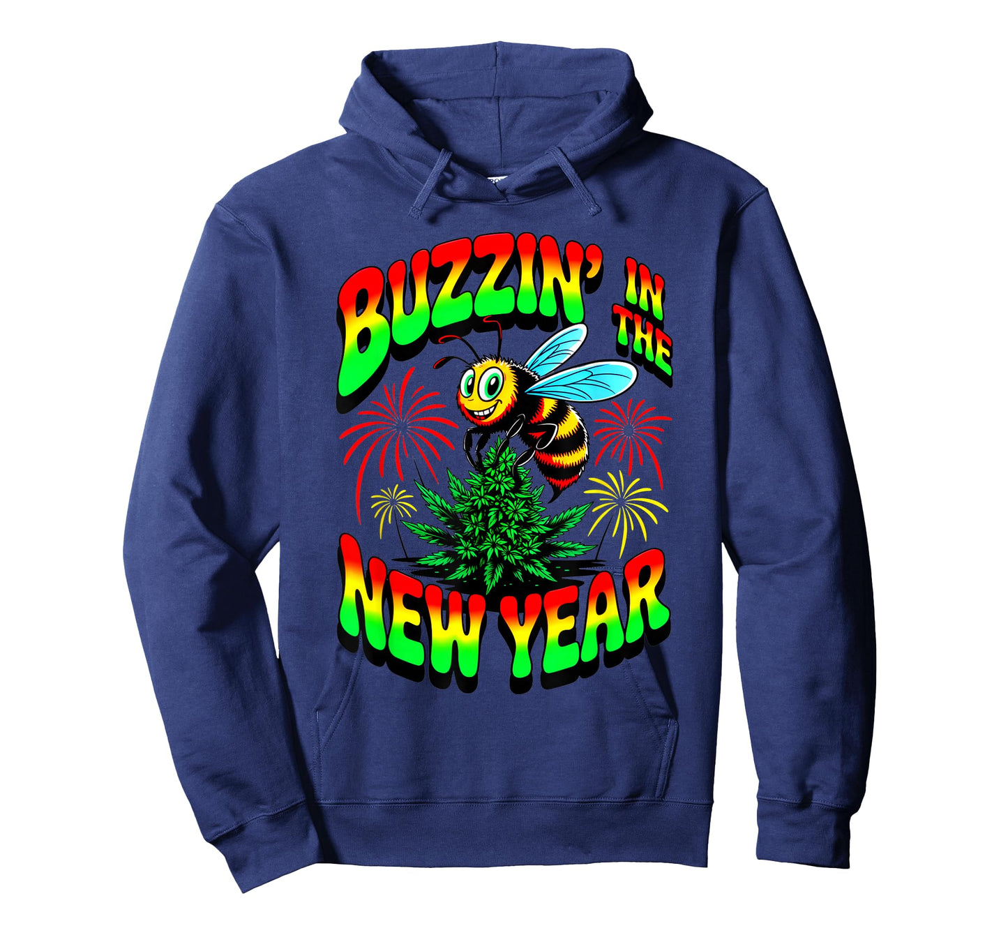 Psychedelic Bee Buzzing High in New Year Marijuana New Years T-Shirt