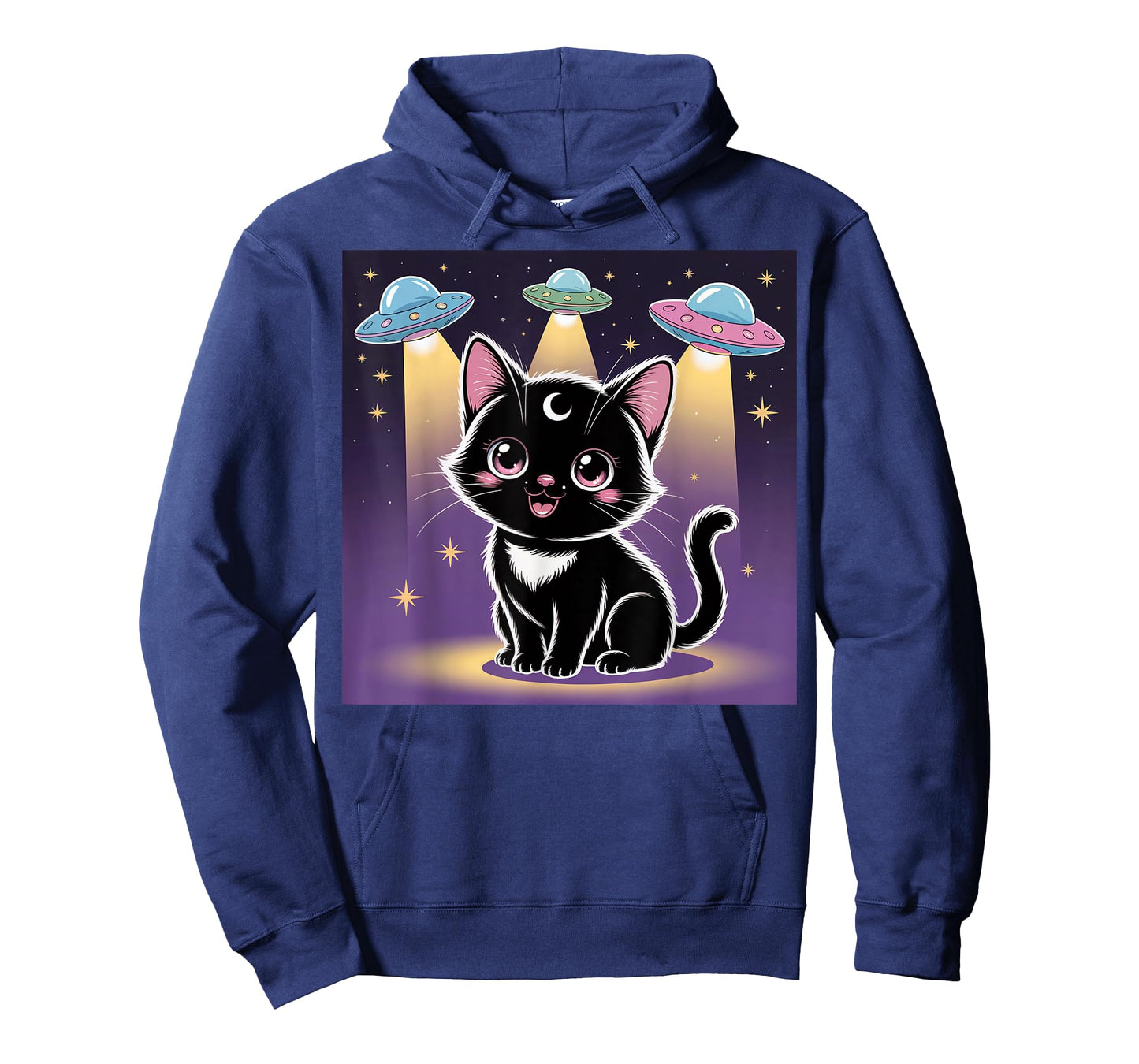 Black Cat Alien UFOs Cute Kawaii Goth Girl Clothes Pink Goth T-Shirt
