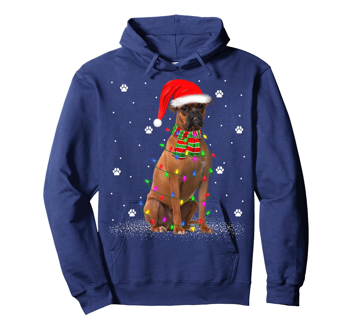Boxer Dog Christmas Lights Holiday Santa Funny Boxer Xmas T-Shirt