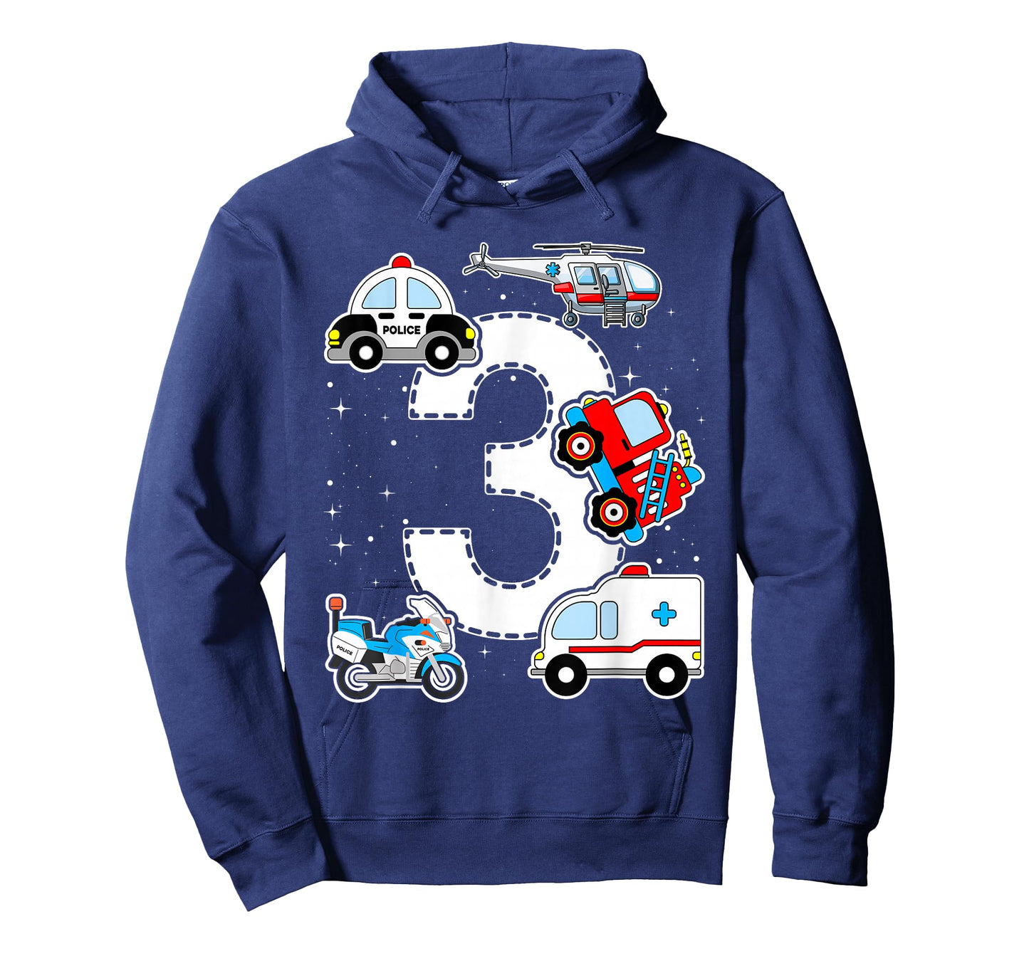 Emergency Vehicles 3rd Birthday Fire Truck Police Car Boys T-Shirt