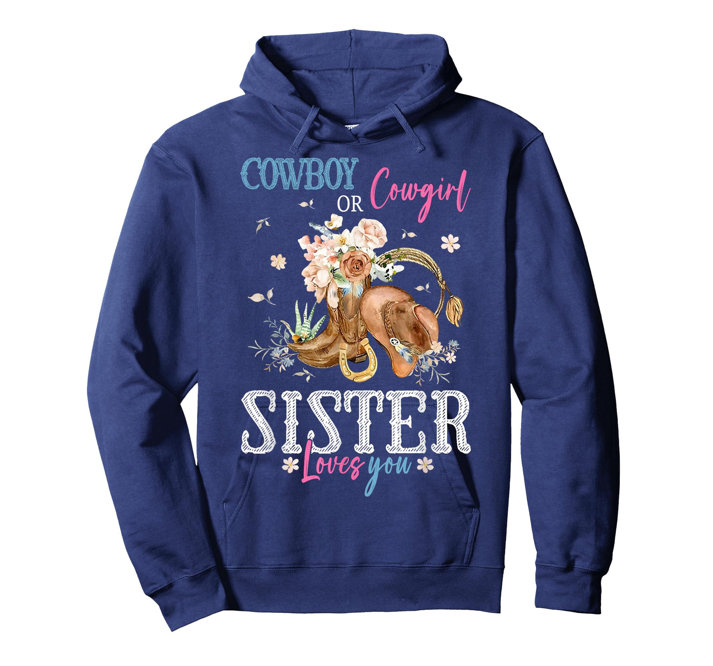 Cowboy or Cowgirl Gender Reveal Party Announcement Sister T-Shirt