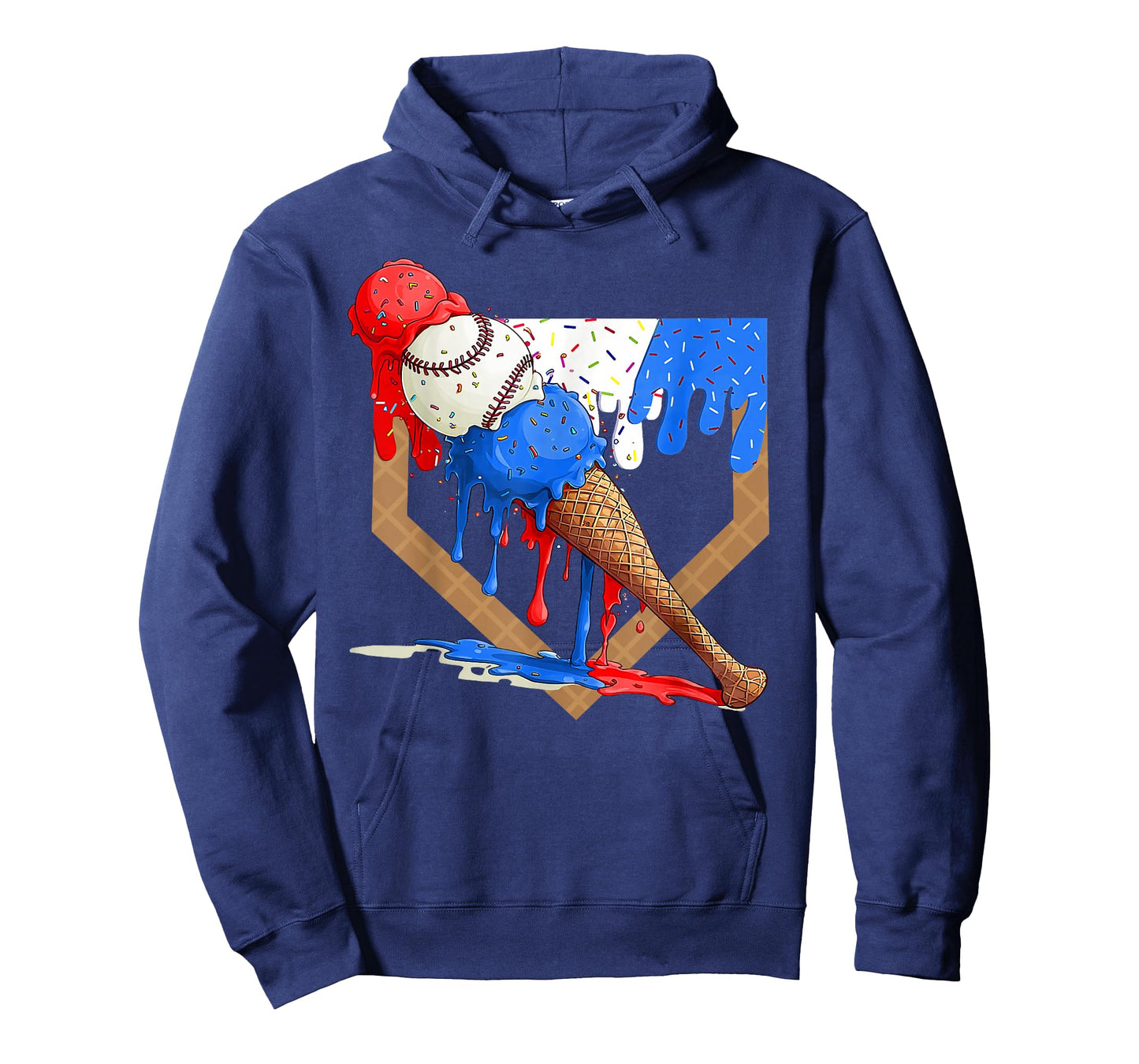 4th of July Red White and Blue Baseball Ice Cream Drip Boys T-Shirt