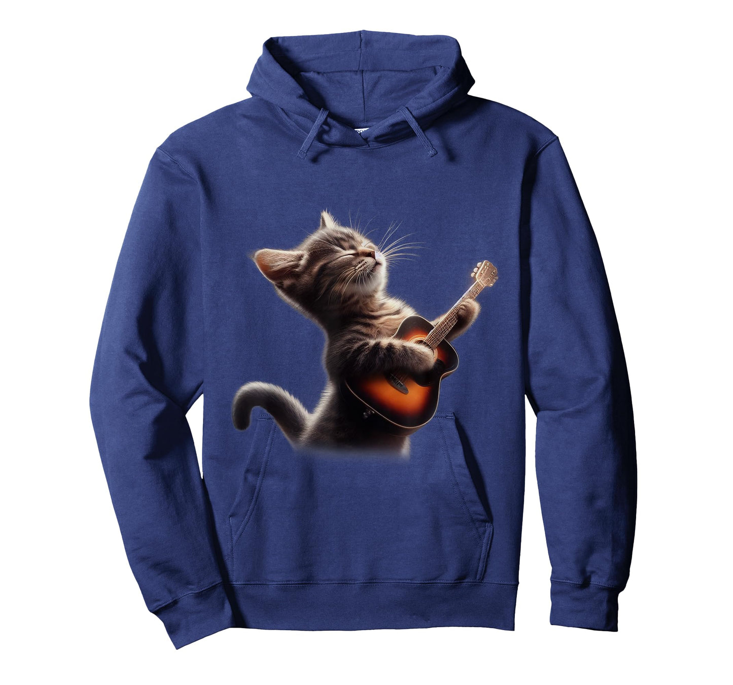 Cat Playing Guitar - Funny Rock Music Guitar Cat T-Shirt for Men Women Kids