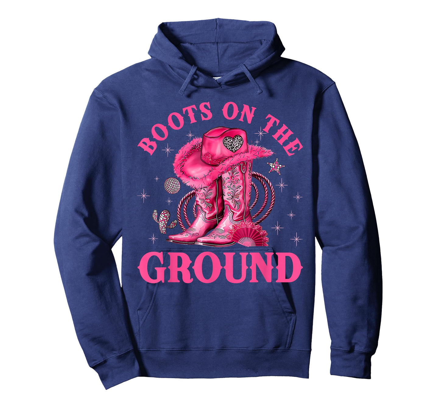 Boots On The Ground Pink Cowgirl Breast Cancer Western Women T-Shirt