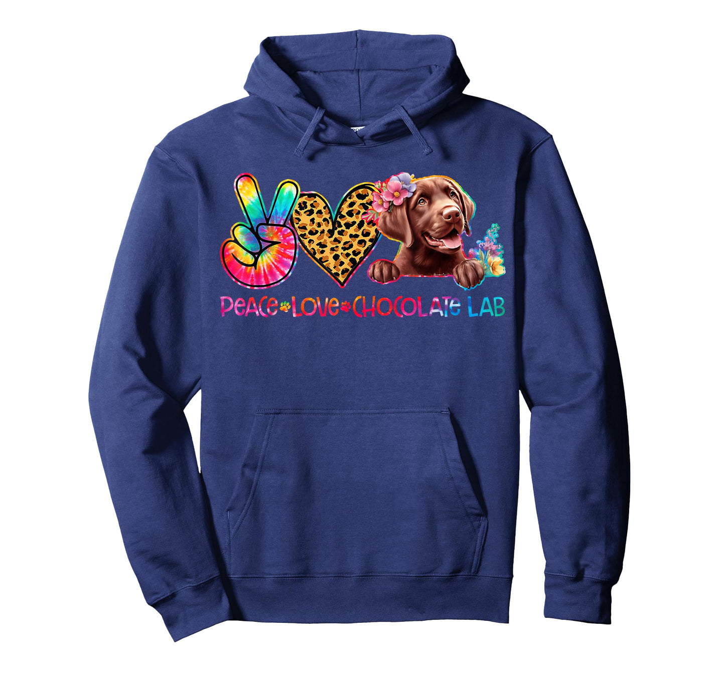 Peace Love Chocolate Lab Tie Dye Dog Lover T-Shirt for Men Women Kids
