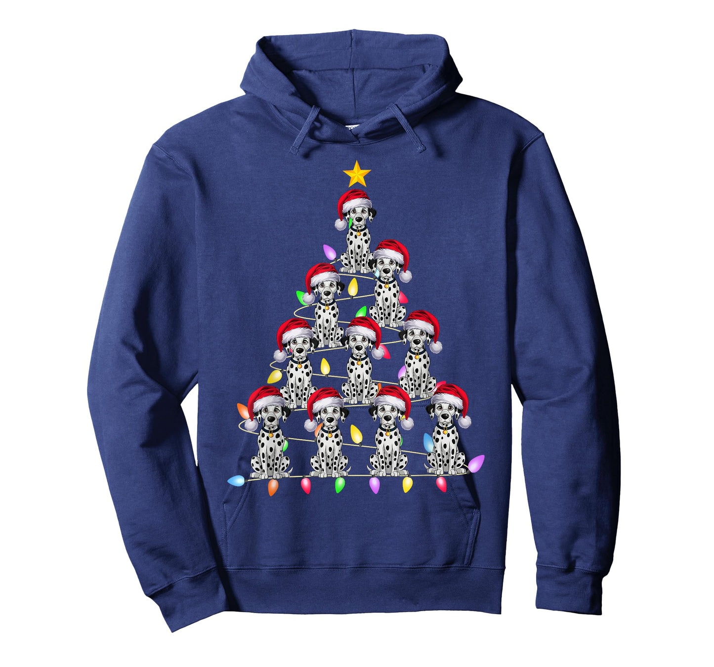 Christmas Tree Lights Men Women Santa Dalmatian Dog Xmas PJs T-Shirt
