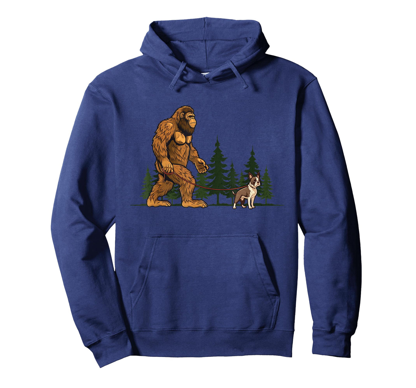 Funny Boston Terrier Bigfoot Dog Walking Dog Mom Dad Kids T-Shirt
