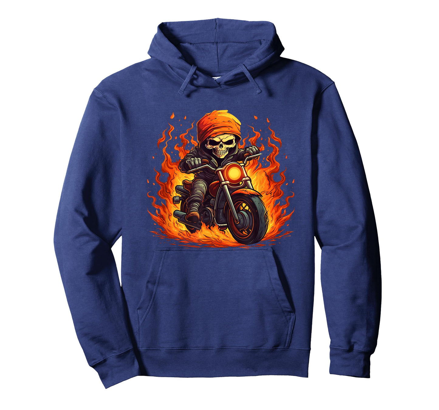 Fire Skull with Motorcycle for Flames Graphic Lovers T-Shirt