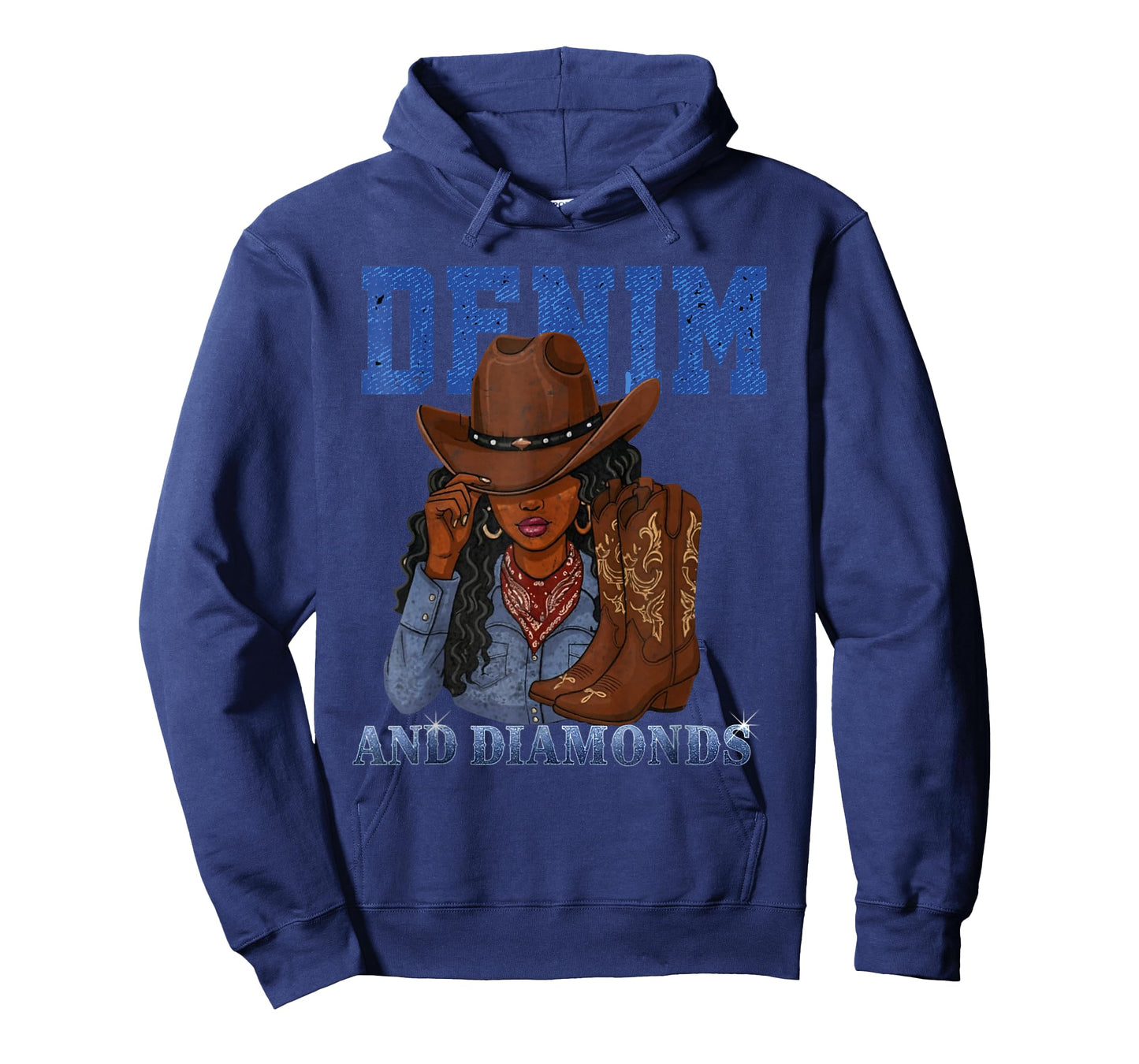 Denim and Diamonds Cowgirl Afro Western Rodeo Melanin Women T-Shirt