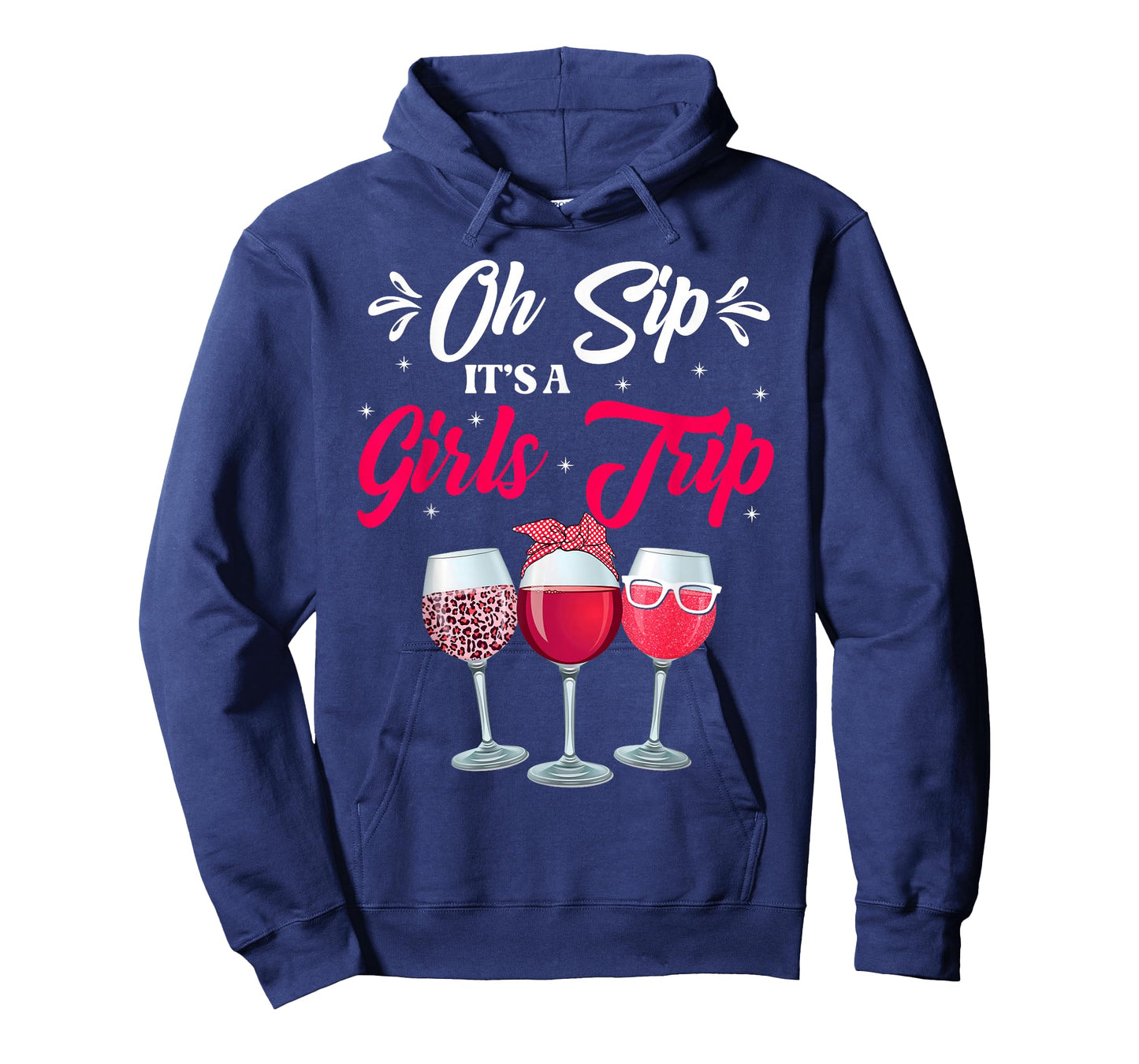 Wine Glasses Funny Oh Sip It's A Girls Trip Leopard Print T-Shirt