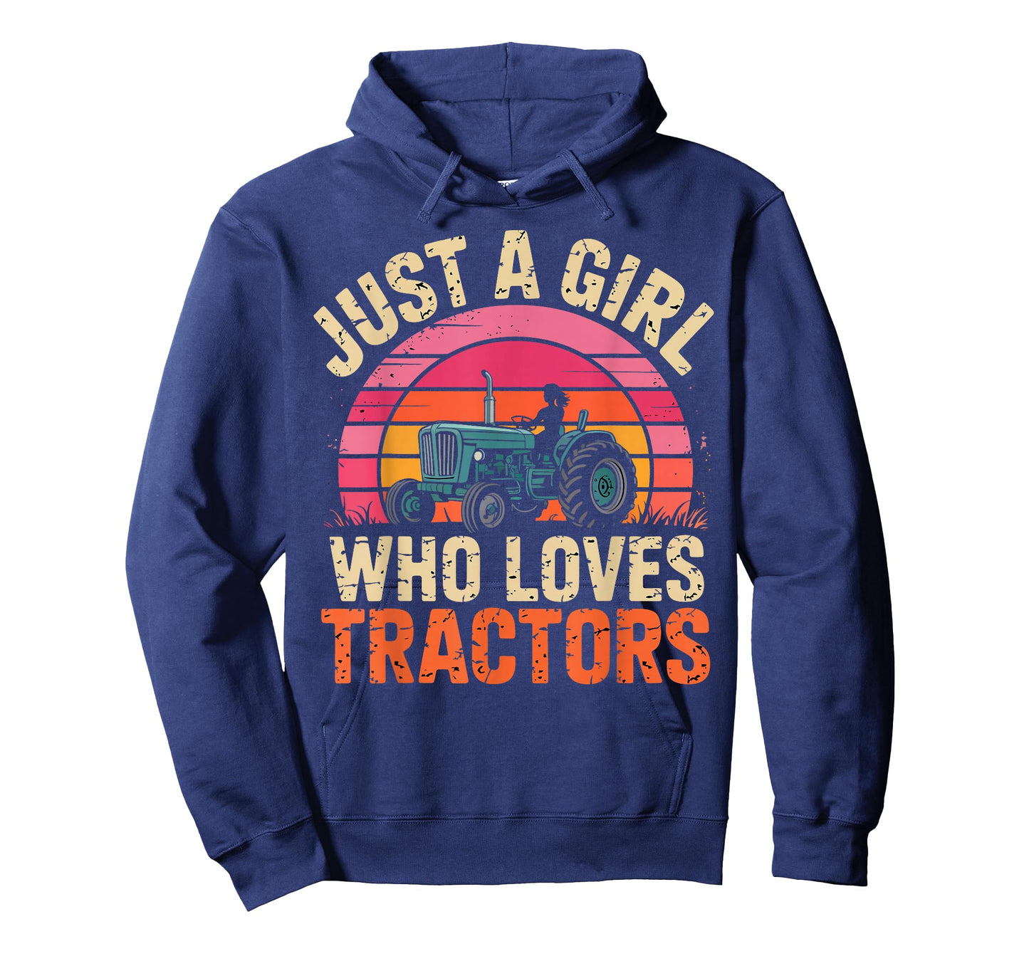 Just a Girl Who Loves Tractors Retro Sunset Gifts for Girls T-Shirt