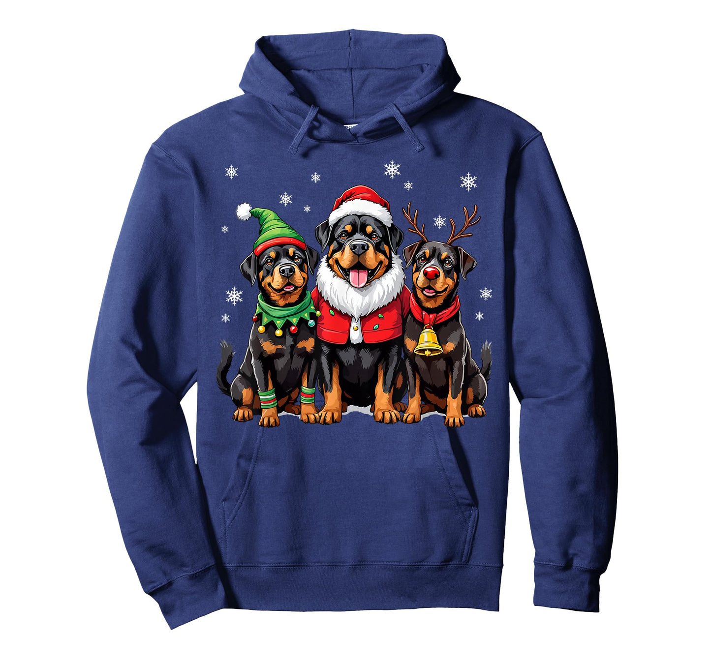 Rottweiler Christmas Dogs Funny Santa Reindeer Elf Holiday T-Shirt
