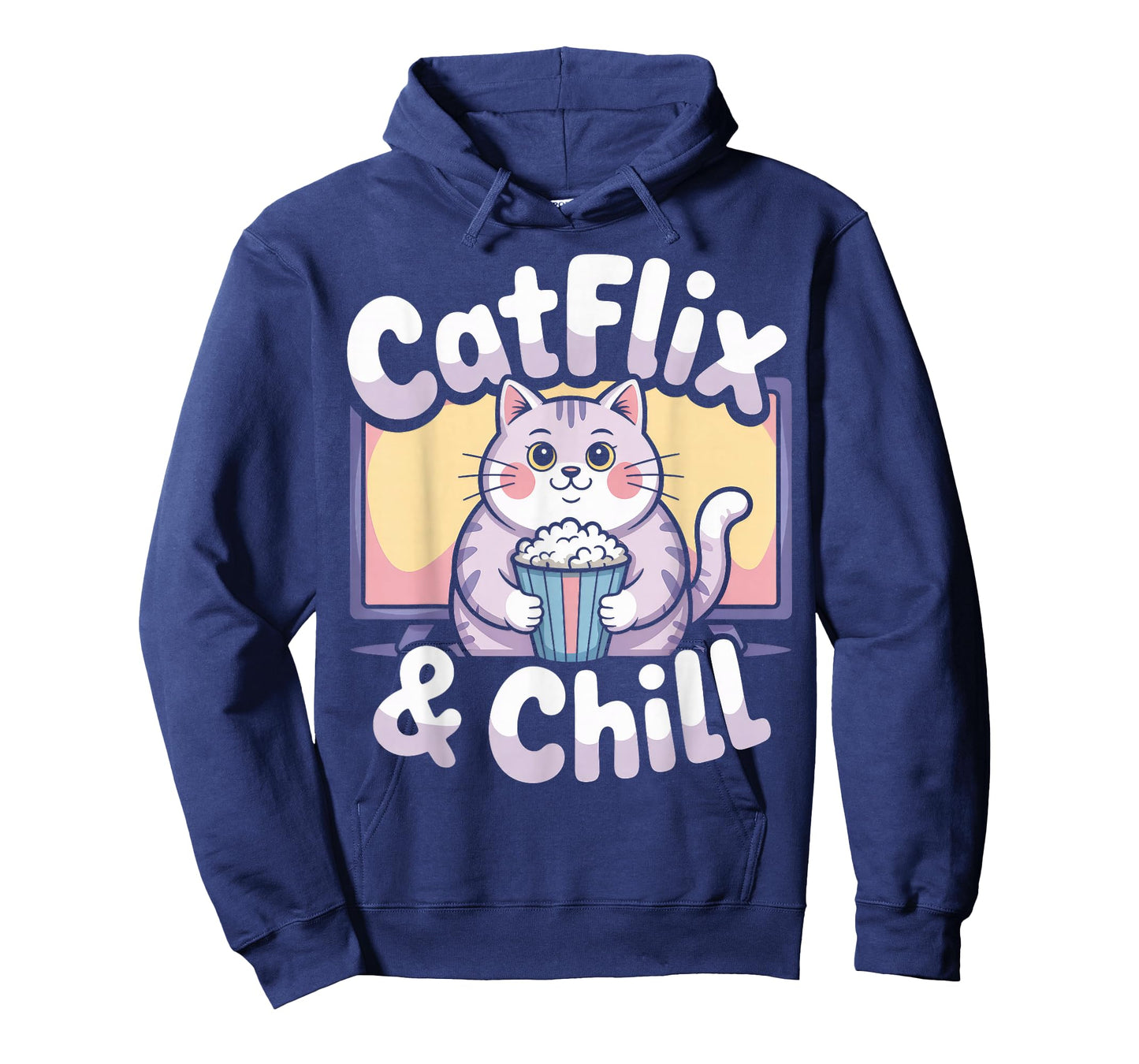Catflix & Chill Cozy Cat Cartoon Relaxing Kitty Kawaii Art T-Shirt