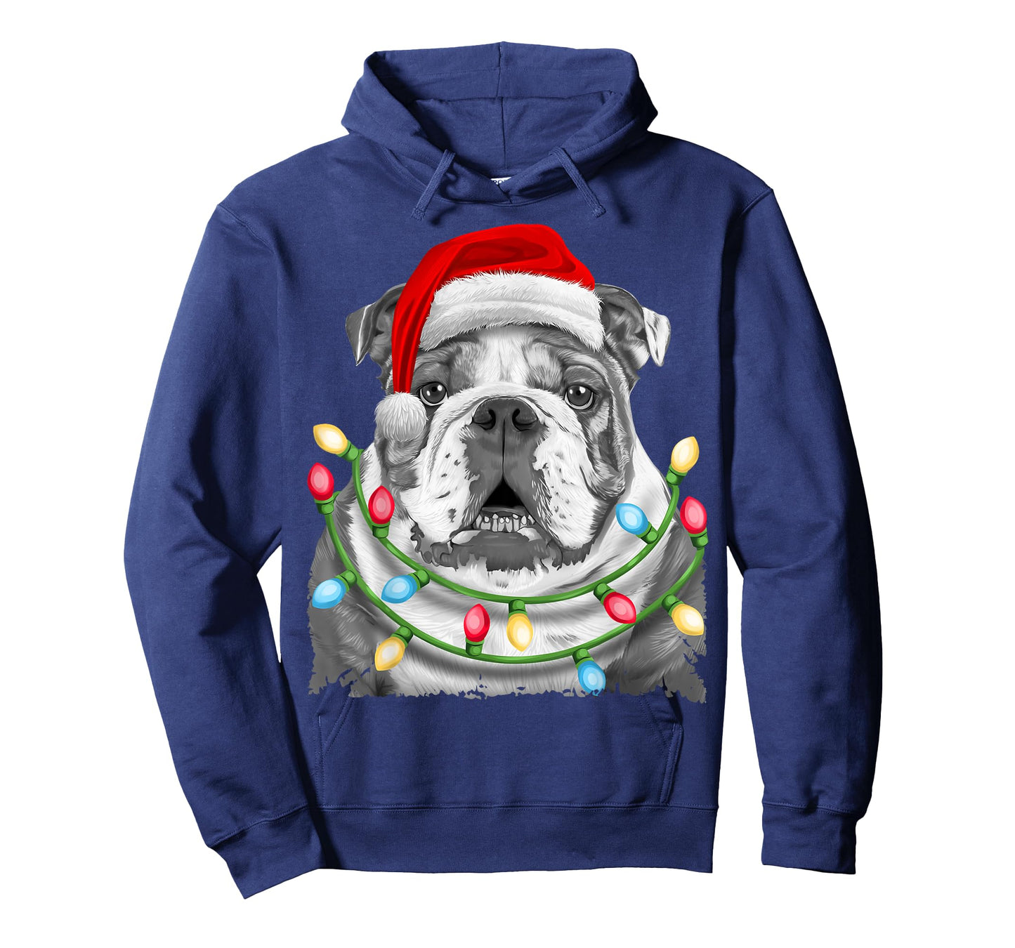 English Bulldog Santa Christmas Tree Lights Xmas Boys Dog T-Shirt
