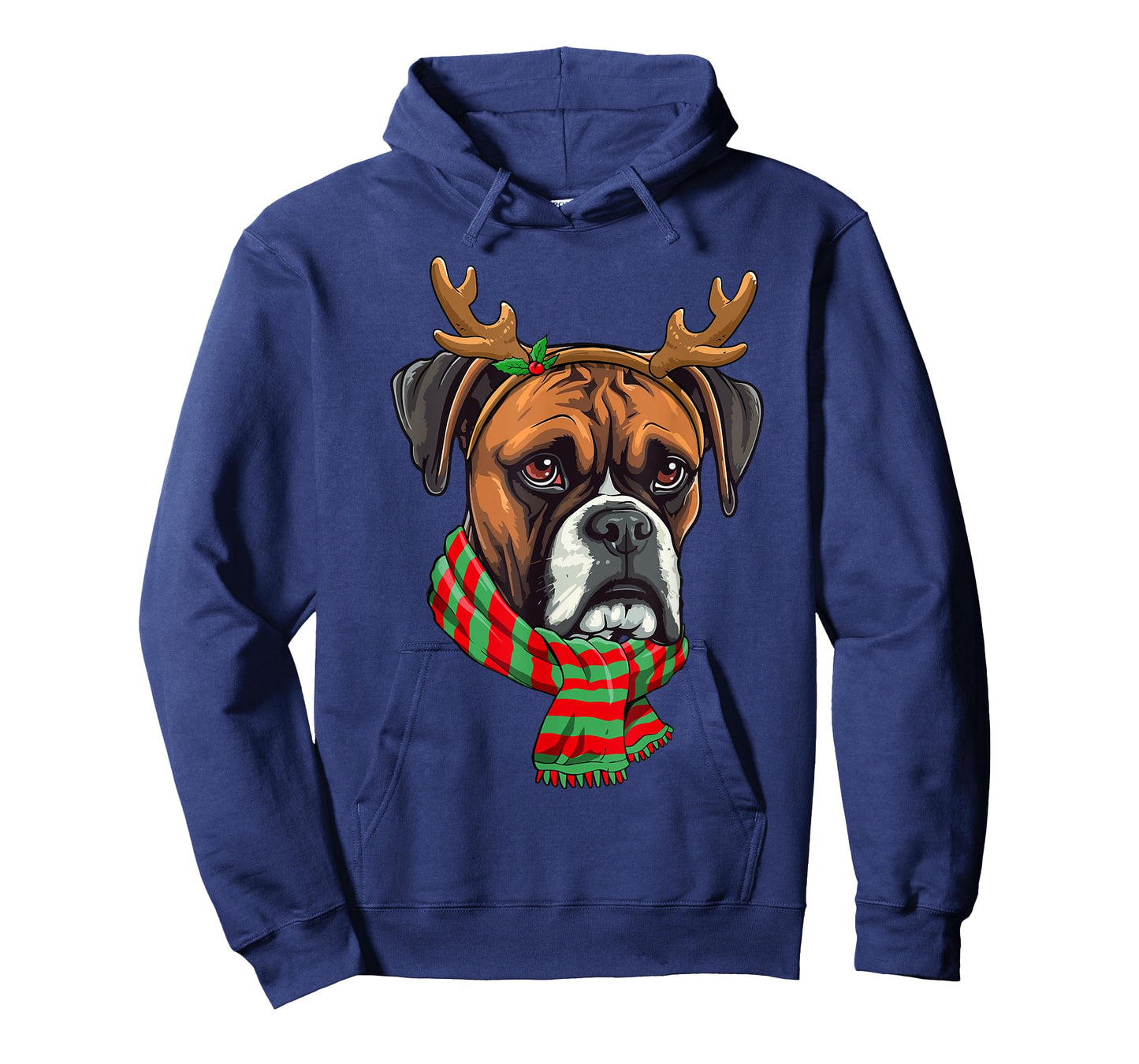 Boxer Dog Christmas Reindeer Santa Hat Funny Xmas T-Shirt
