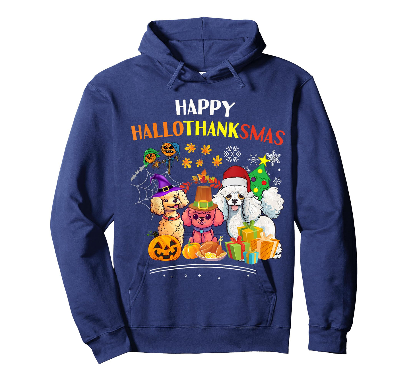 Poodle Dog Halloween Merry Christmas happy Hallothanksmas T-Shirt