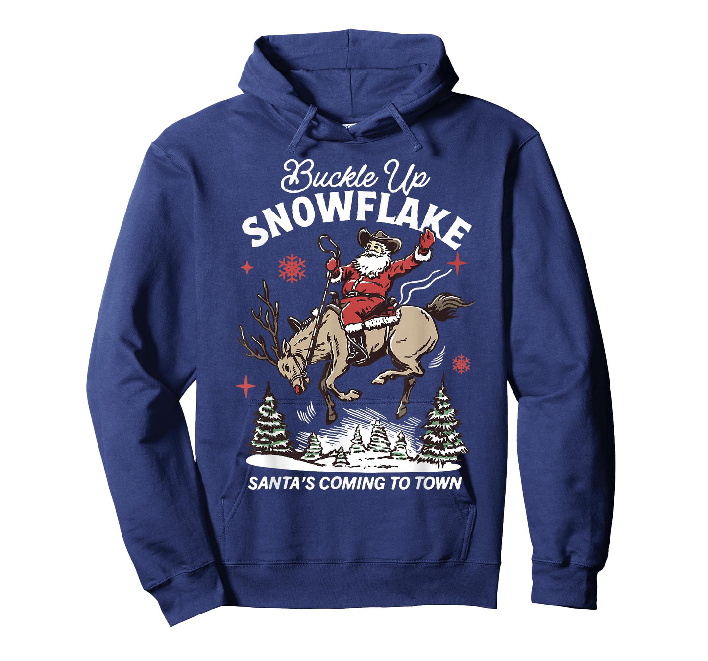 Buckle Up Snowflake Santa Cowboy Western Holiday Christmas T-Shirt