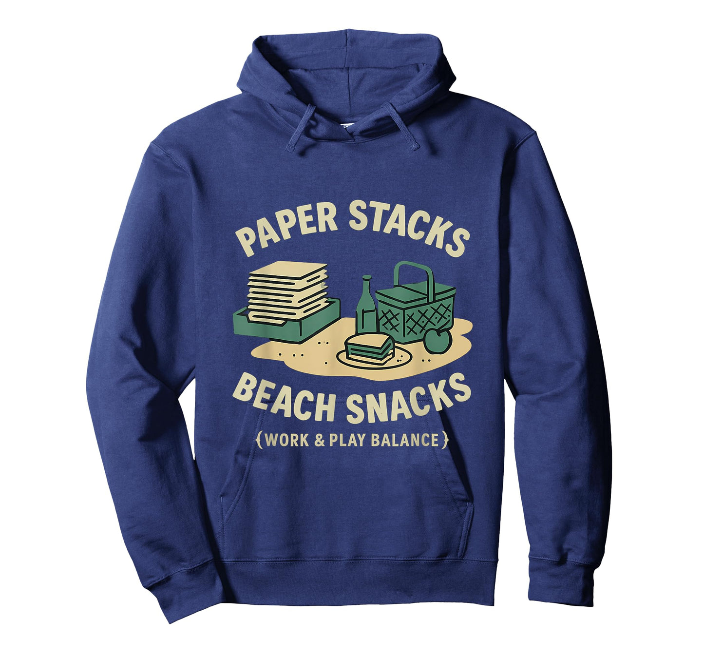 Paper Stacks, Beach Snacks Work Play Balance Design T-Shirt