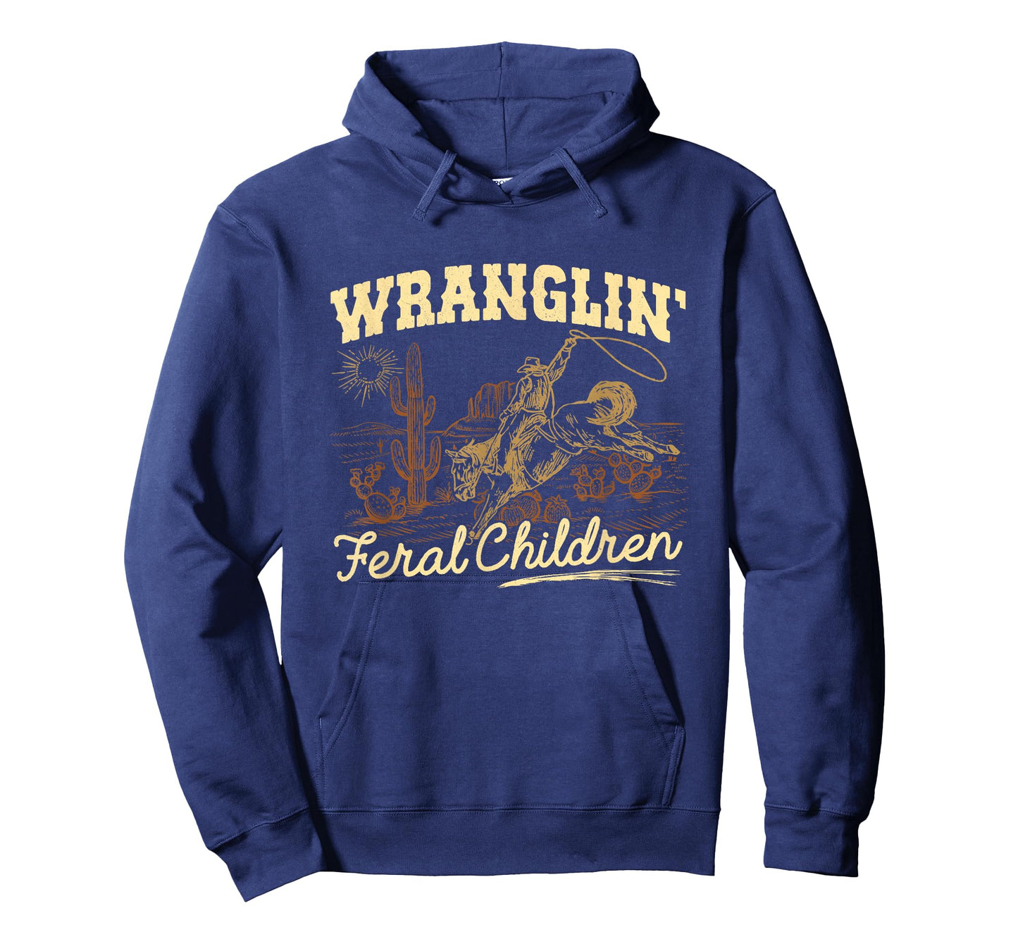 Wrangling Feral Children Quote Humor Cowboy Kids Boys Retro T-Shirt