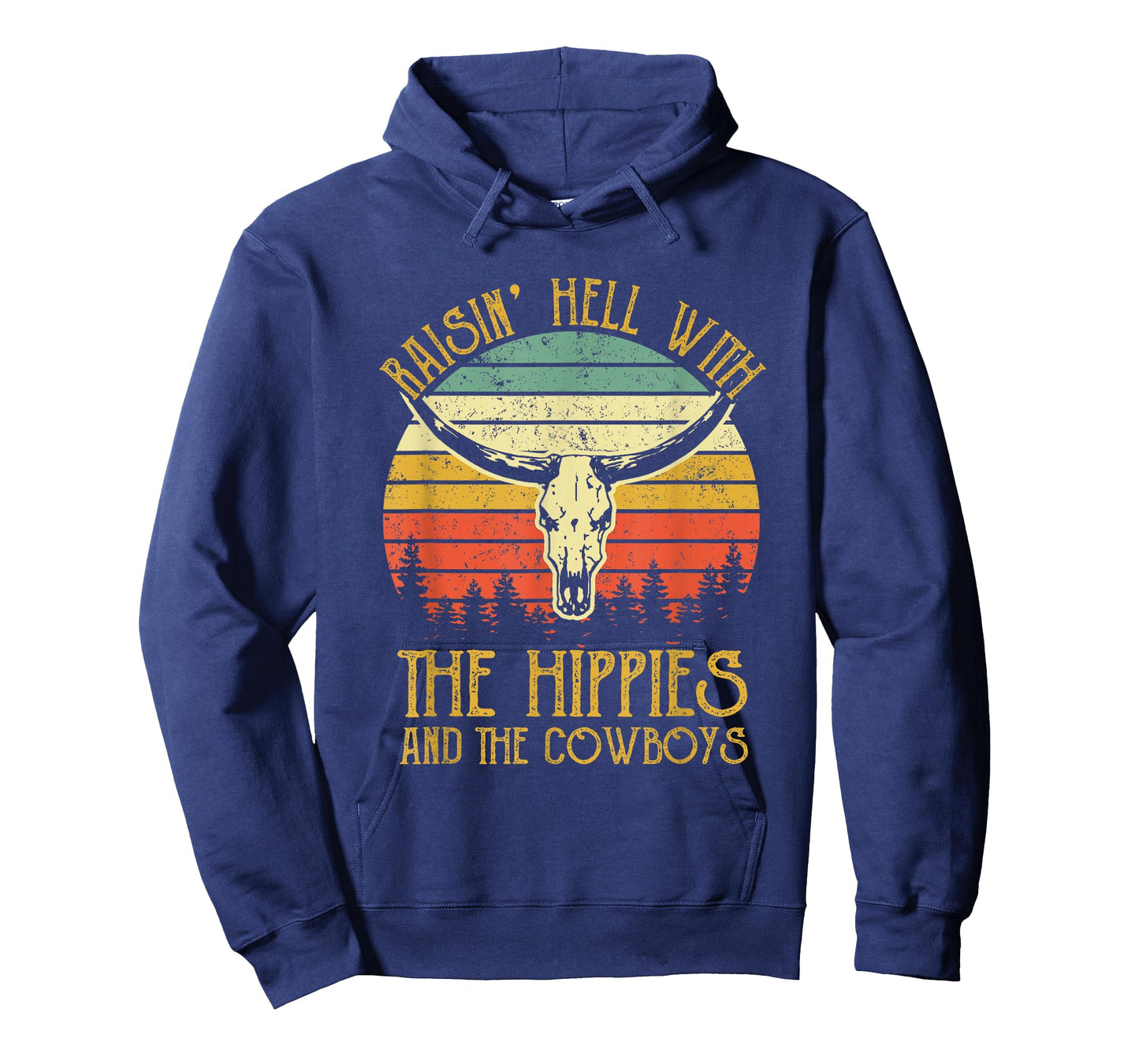 Raising-Hell With The Hippies And Cowboys Western Cowhide T-Shirt