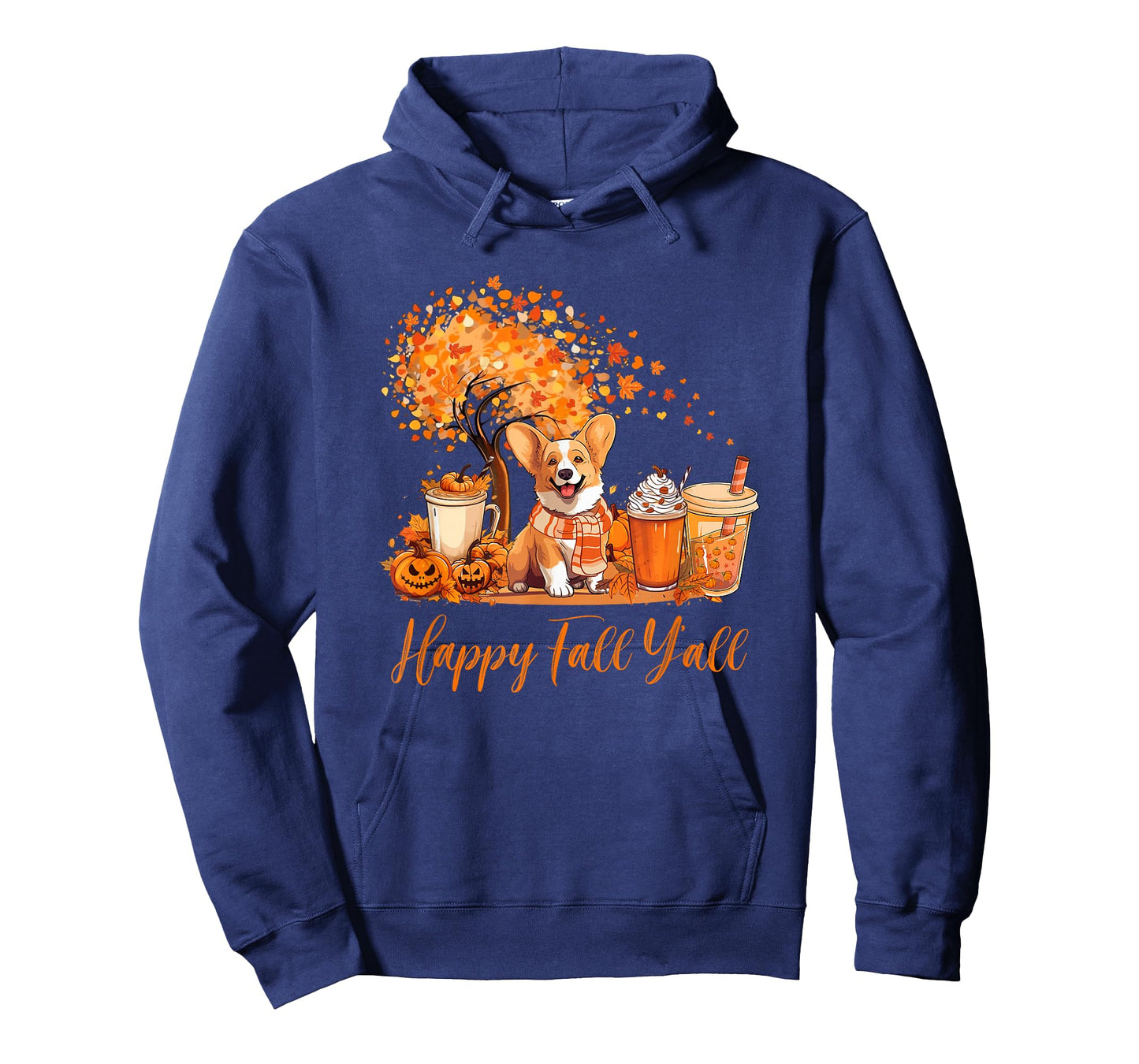 Happy Fall Y'all Corgi Autumn Pumpkin Spice Latte T-Shirt