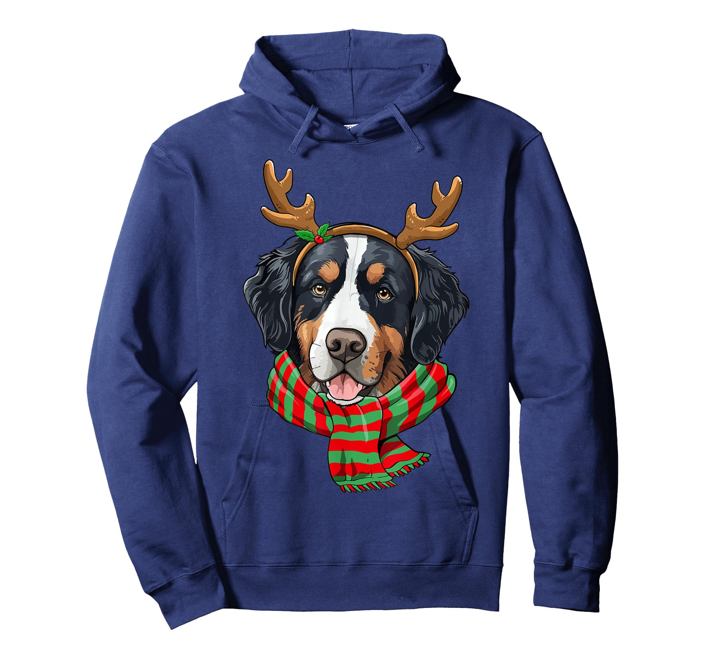 Bernese Mountain Dog Christmas Reindeer Santa Hat Funny Xmas Men Women Girls Kids T-Shirt