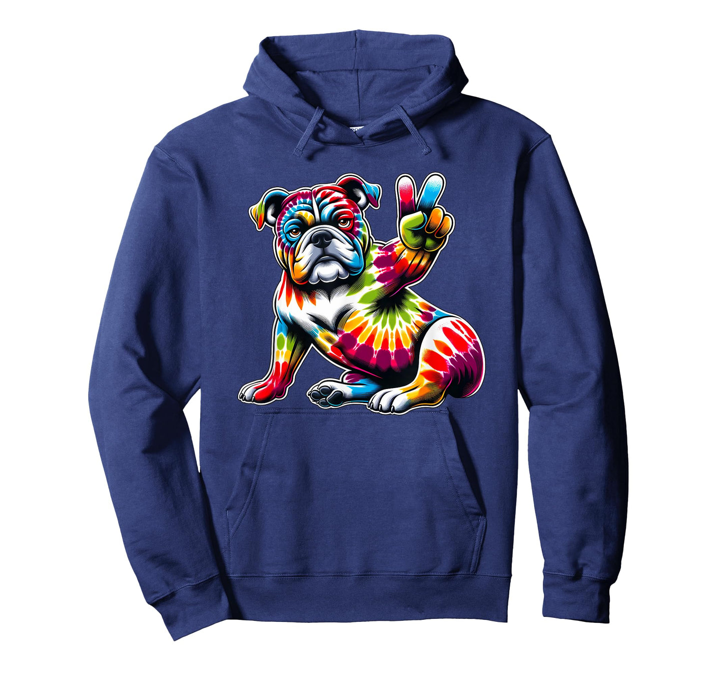 Peace Sign Tie Dye American Bulldog T-Shirt for Men Women Kids