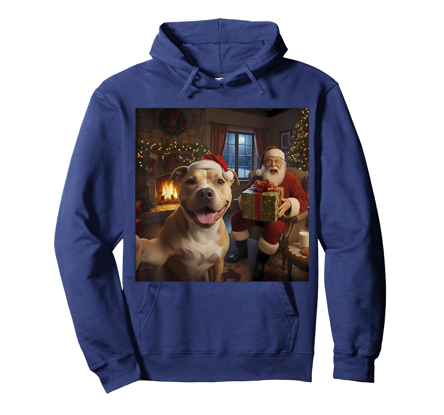 Pitbull Selfie with Santa Claus Funny Christmas Meme T-Shirt