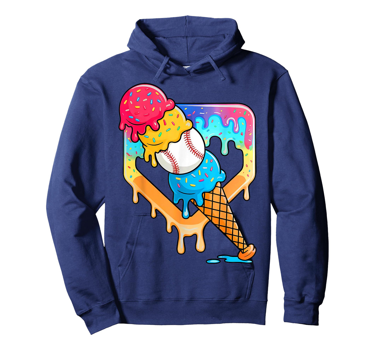 Baseball Drip for Boys Home Plate Ice Cream Cone Drip Youth T-Shirt