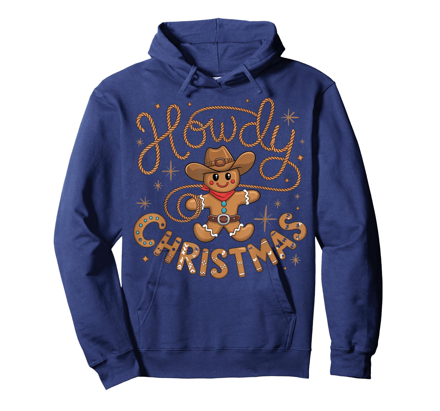 Retro Gingerbread Cowboy Western Howdy Christmas Unisex Christmas T-Shirt, Black, Small, Short Sleeve, Cotton Blend, Machine Wash, Regular Fit, Cartoon Pattern, Western Style