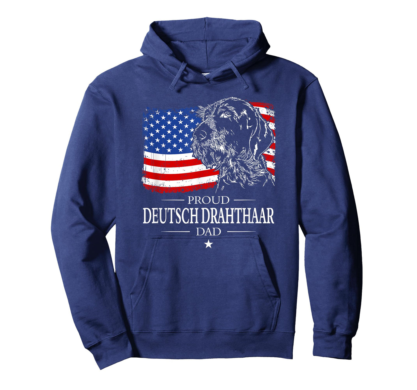 Proud Deutsch Drahthaar Dad American Flag patriotic dog gift T-Shirt for Men