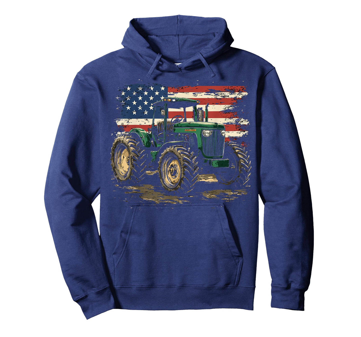 Vintage Green Tractor American Flag Pride T-Shirt