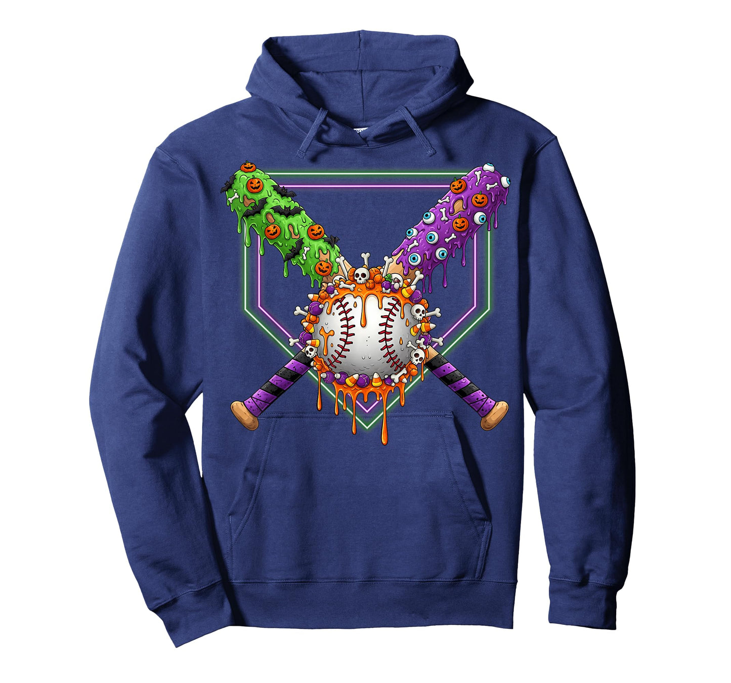 Spooky Baseball Ice Cream Drip Home Plate Dripping Halloween T-Shirt